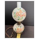 Hand Painted Milk Glass Vintage Lamp 18" H