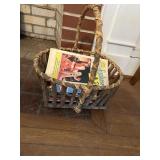 Vintage Basket Of Old Magazines