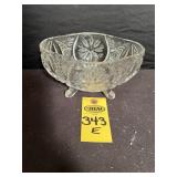 Vtg Lead Crystal 3- Footed Bowl