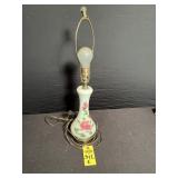 Vtg Milk Glass, Hand Painted Boudoir Lamp
