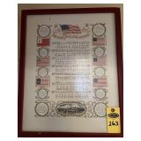 Vtg Framed Star Spangled Banner Music Sheet