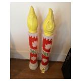 2 Blow Mold Vtg Christmas Candles