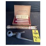 Cigar Box, 2 Vtg Pipes & Giant Cigar