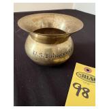 U S Tobacco Co Mini Brass Spittoon Advertising