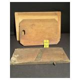 2 Wooden Cutting Boards & Vtg Kraut Cutter