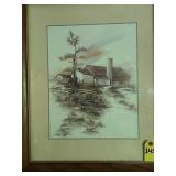 Vtg Anni Moller Farmhouse Print