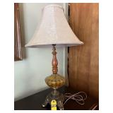 Mid Century Modern Amber Glass Lamp 27' H