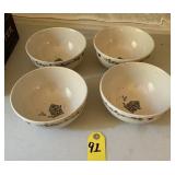 4 Birdhouse Soup/cereal Bowls