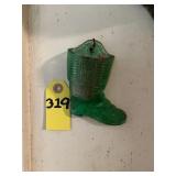 Vtg Glass Cowboy Boot Match Holder