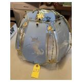 Vtg Brass & Blue Glass Unicorn Light Shade
