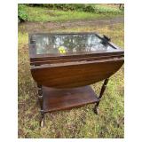 Antique Drop Leaf Tea Cart W/ Serving Tray
