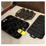 3 Cast Iron Muffin Pans