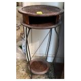 Vintage Wood & Wrought Iron Plant Stand