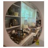Antique Etched Glass Shaving Mirror 24' R