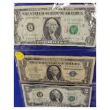 1969b $1 Star Note, 1957 $1 Silver Certificate,