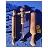 Rolling Pin, Dasher & Wood Figure