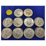 (10) 1965-1970 40% Silver Kennedy Half Dollars