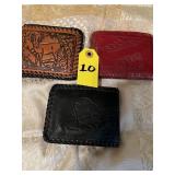 3 Hand Tooled Leather Wallets