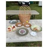 Basket Of Collectible Plates