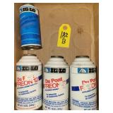3 Cans Du Pont Freon 12, 1 Can Oil Charge &