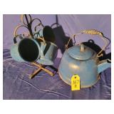 Enamel Coffee Pot & Cups