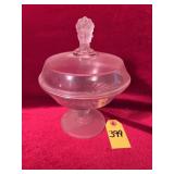 Vtg '3 Face' Compote Covered Dish