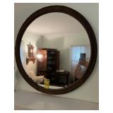 Antique 26' R Wood Framed Mirror