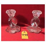 Pair Of Vtg Cambridge Caprice Candlestick Holders