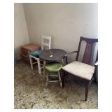 2 Vtg Chairs, Table, Stool & End Table
