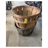 3 Wooden Slat Bushel Baskets