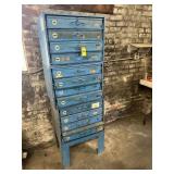 Vtg Metal Parts Storage/ 12 Drawers Of Contents