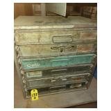 Vtg Metal Parts Storage Drawers & Contents