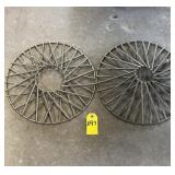 2 Vintage Wire Wheel Baskets