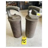 2 Vintage Mechanical Pressing Cannisters
