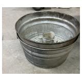 2 Galvanized Wash Tubs And Coffee Pot