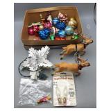 Vintage Ornaments, Deer ,Lighted Star Topper