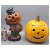 Light up Ceramic Pumpkin Man & Pumpkin