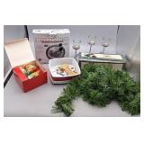 Christmas Candle Holders, Tins, Garland, etc.