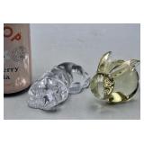 Glass Dog & Rabbit Paperweights