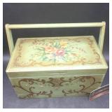 Wooden Sewing Box 6" H 11.5"L 7"W