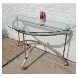 Half Moon Hall Table 28"T 47.5"W 22"D Small chip