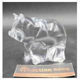 Clear Glass Pig Paperweight 3"H tail is chipped
