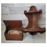 Corner Shelf 17.5" H & Wood Box 7.5" H ï¿½ 9" L &
