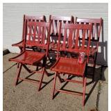 5 Red Wood Folding Chairs