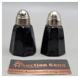 Black Amethyst Glass Salt & Pepper Shakers 3"