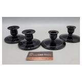 Black Amethyst Glass Candlestick Holders
