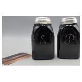 Black Amethyst Glass Salt & Pepper Shakers 4.5"