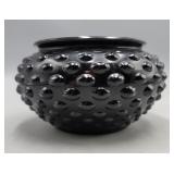 Black Amethyst Glass Hobnail Bowl