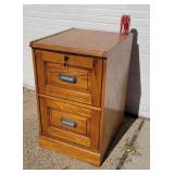 Oak Wood File Cabinet 2 Drawer With Keys