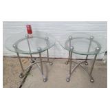 2 Round End Tables 23"T 24" Round - 1 table